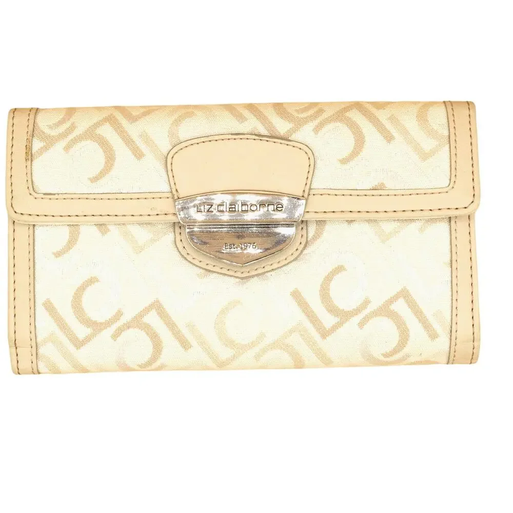 Liz Claiborne Cream Gold Canvas Wallet